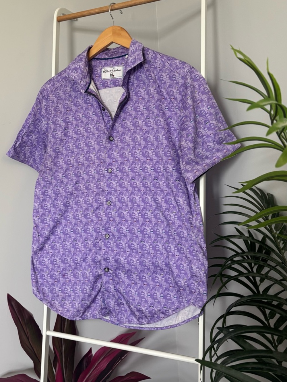 Robert Graham Purple Short-Sleeve Button-Down Shirt- The Fans